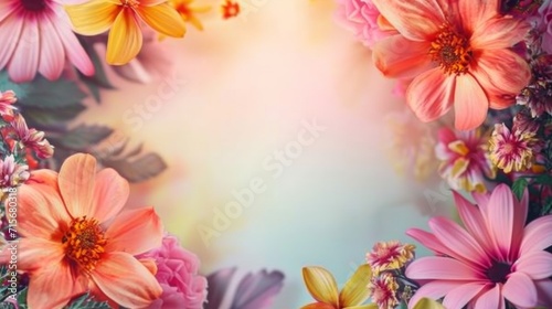 floral frame in bright colors is realistic for wedding invitation invites, wallpapers, fashion, background, texture, and wrapping.