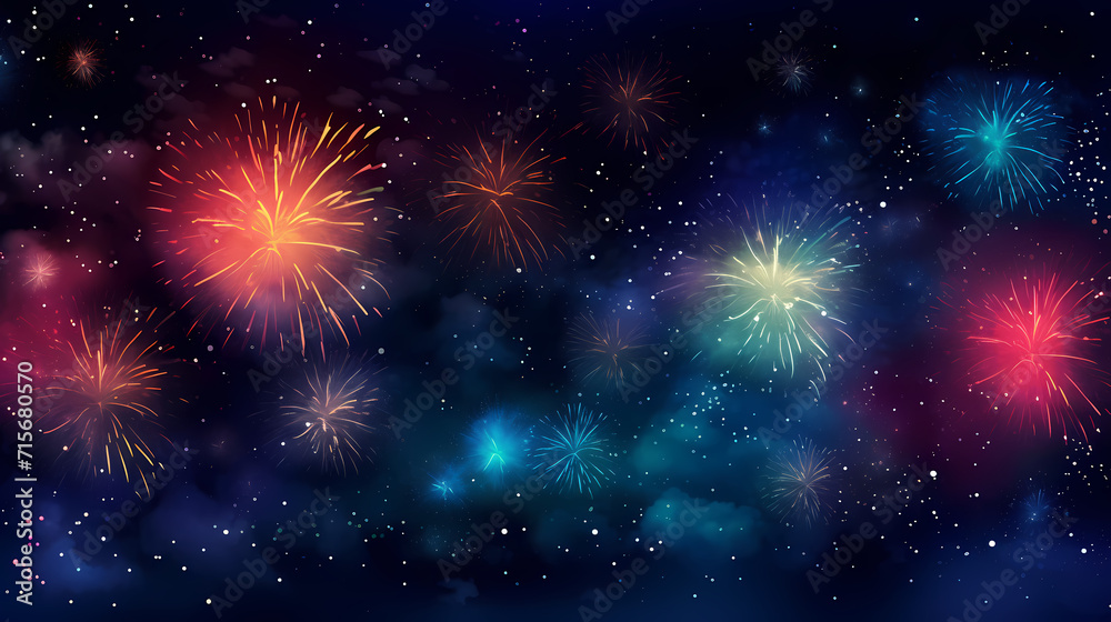Happy New Year, burning fireworks with bokeh light background Happy New Year, burning fireworks with bokeh light background