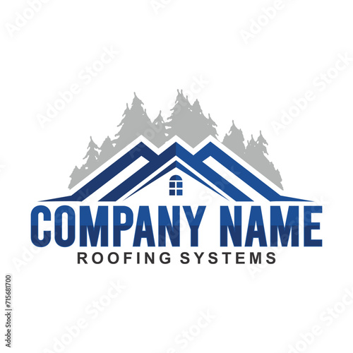 Real Estate logo, Roof Construction logo, Builder logo design template vector illustration