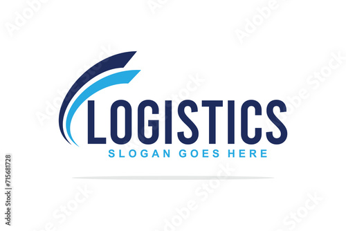 Business logo logistic truck design trailer transport, express cargo delivery company template idea