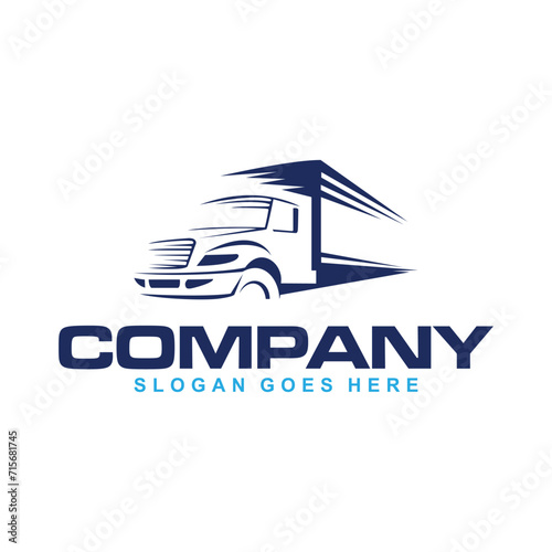 Business logo logistic truck design trailer transport, express cargo delivery company template idea