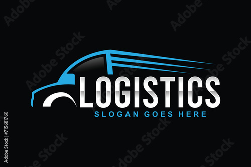 Business logo logistic truck design trailer transport, express cargo delivery company template idea