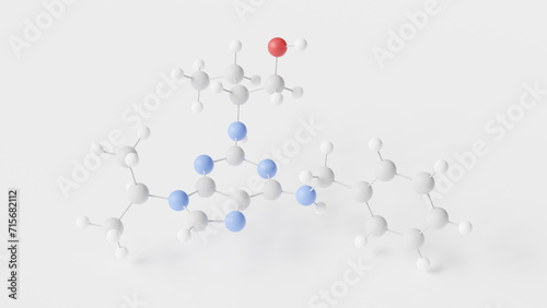 seliciclib molecule 3d, molecular structure, ball and stick model, structural chemical formula roscovitine photo
