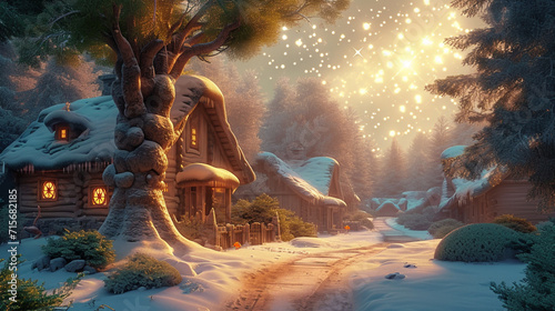 Gemütliche Hütte in traumhafter Winterlandschaft.