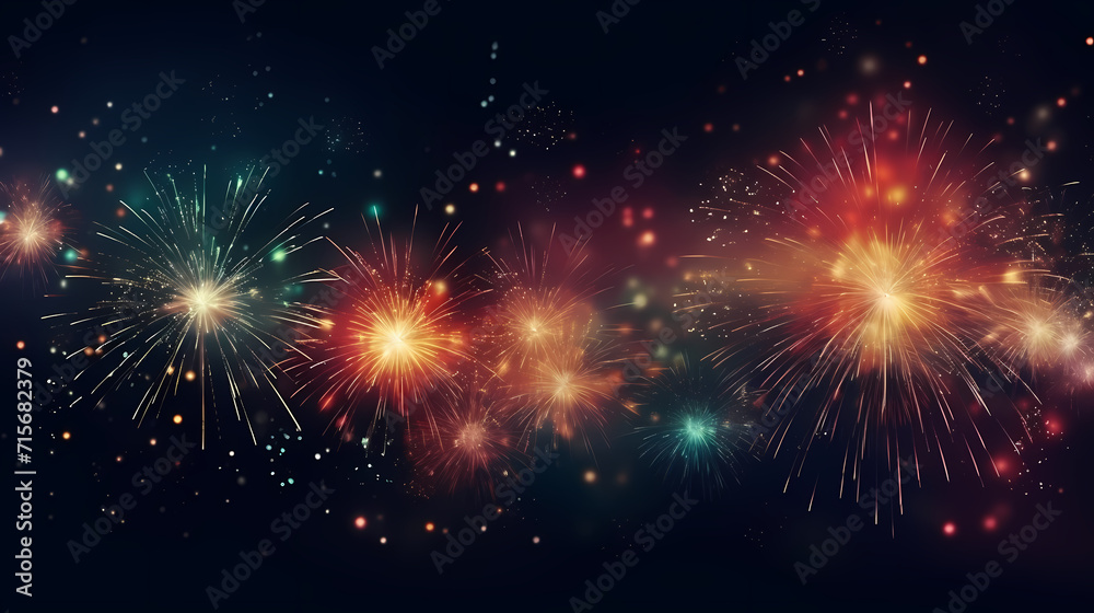 Happy New Year, burning fireworks with bokeh light background Happy New Year, burning fireworks with bokeh light background