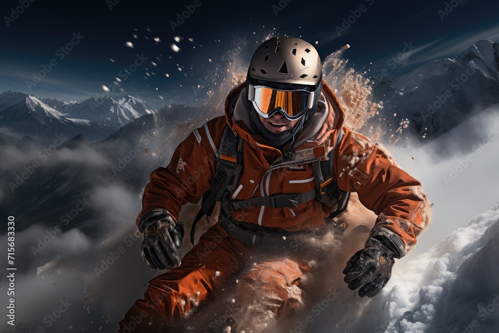 Astronaut-like figure braves the snowy outdoors, clad in a protective pressure suit complete with a helmet for ultimate protection Astronaut-like figure braves the snowy outdoors, clad in a protective pressure suit complete with a helmet for ultimate protection
