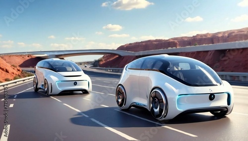 future car  future car running on city street. Generative AI