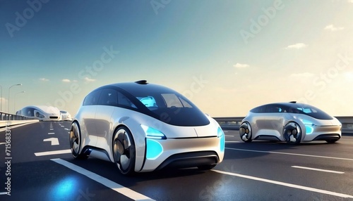 future car, future car running on city street. Generative AI