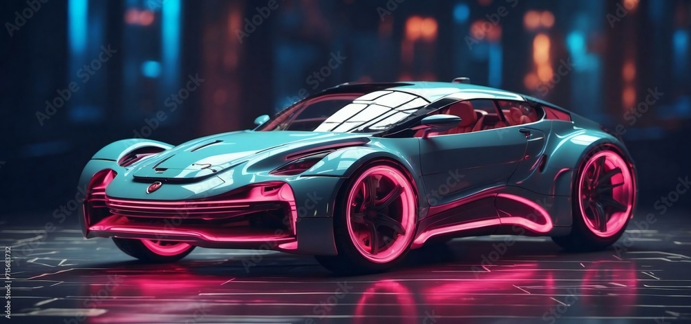 sports car with cyber punk modifications. Generative AI