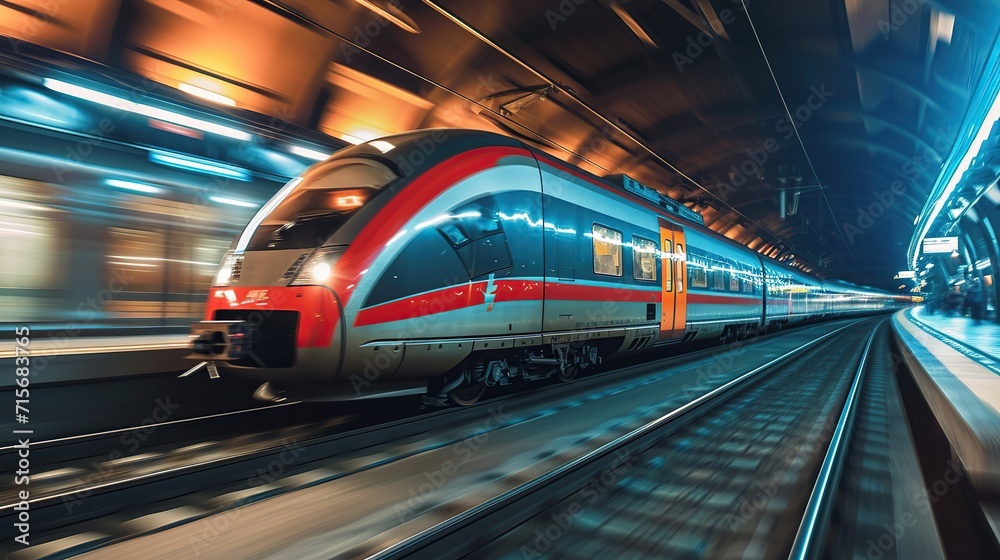 Modern train at high speed. Copy space for text. Modern train at high speed. Copy space for text.