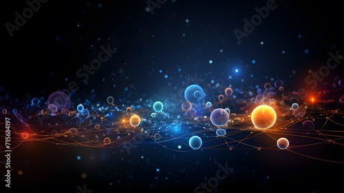 Dealing with particles. Particle physics, quantum physics abstract background. photo