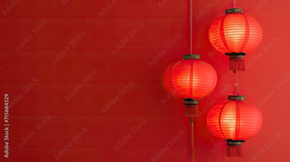 Chinese Lanterns in red background. traditional oriental style illustration with large copy space. New Year's Atmosphere. Asian Traditional holiday concept. Chinese Lanterns in red background. traditional oriental style illustration with large copy space. New Year's Atmosphere. Asian Traditional holiday concept.