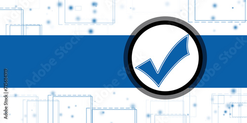 Check mark symbol in digital background, Technology abstract background, Tech Futuristic Check Mark Symbol