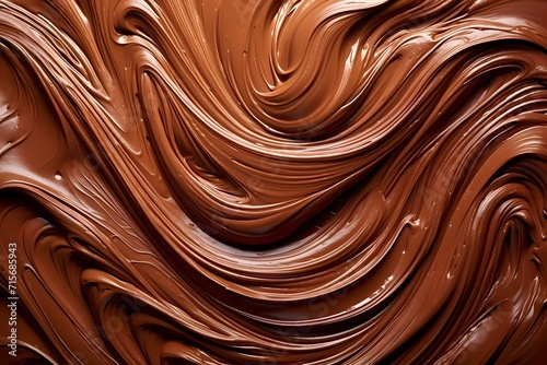 Abstract chocolate brush strokes blending seamlessly, giving the impression of a delicious and artistic masterpiece.