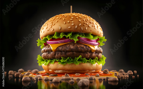 Beef Cheese Berger with Background