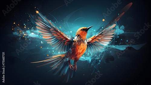 Graphic Digital bird flying connection technology concept © Ziyan Yang