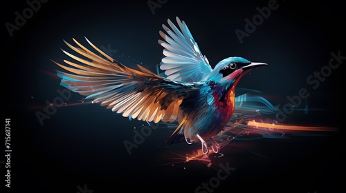 Graphic Digital bird flying connection technology concept