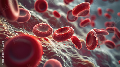 Close-up of blood cells in bloodstream. photo