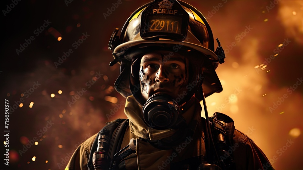 Firefighter in Action Against Wildfire Firefighter in Action Against Wildfire