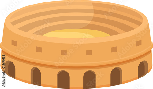 Round amphitheater icon cartoon vector. Ancient italy. Show flag stage