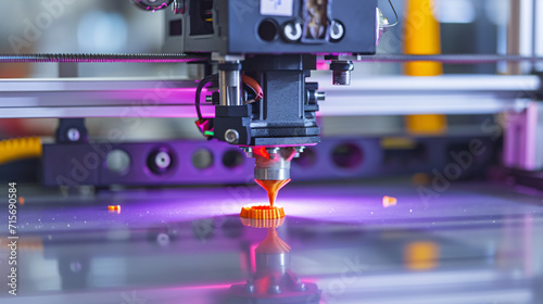 A close-up of a 3D printer creating intricate prototypes