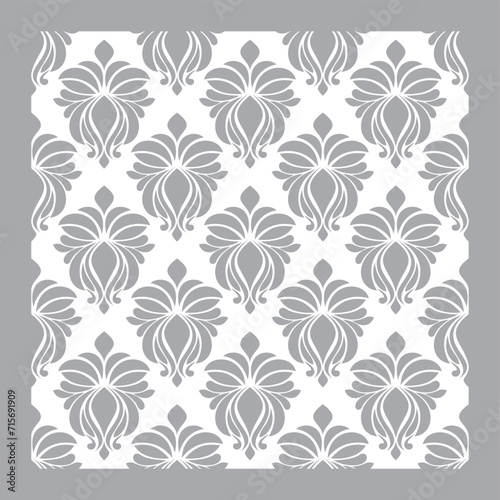 Wallpaper in the style of Baroque. A seamless vector background. Gray and white texture. seamless damask with border.