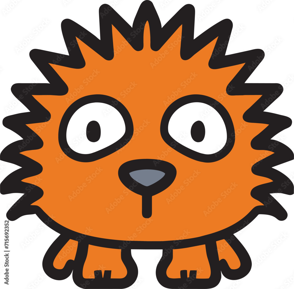 cute porcupine, icon, vector, illustration, isolated