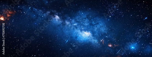 A high-definition image of the galaxy, illustrating the vastness and mystery of space with clusters of stars and nebulae in deep blues and purples photo
