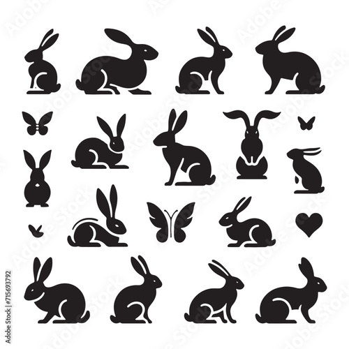 Starlit Symphony: Bunny Silhouette in a Symphony of Stars, Creating a Magical Aura Around Rabbit Silhouettes - Rabbit Illustration - Bunny Vector
