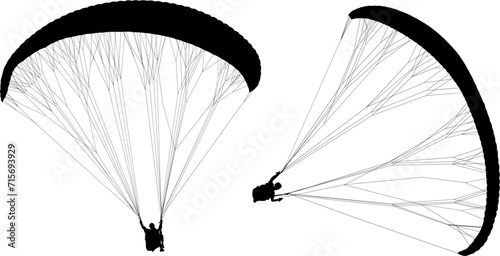 paracaidas, vector, parapente, figuras, entrenamiento, pegatina, salto en paracaidas, paracaidistas