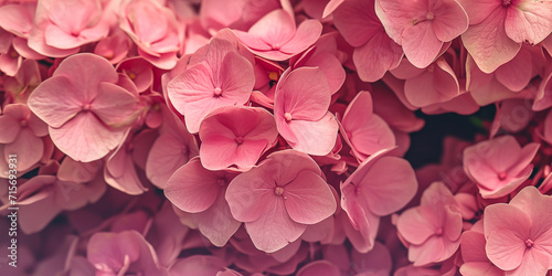 pink hydrangeas close up