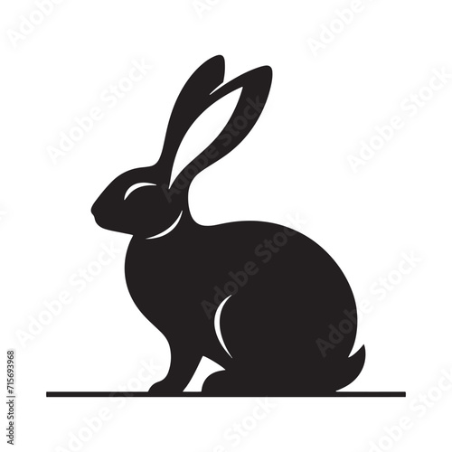Velvet Vignettes: Rabbit Silhouettes Enveloped in Velvet Shadows, Creating a Silhouetted Masterpiece - Bunny Silhouette - Rabbit Vector
