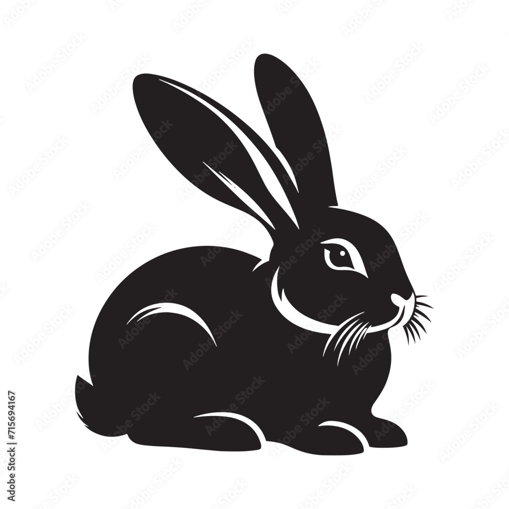Obraz premium Serenade of Shadows: A Harmonious Collection of Rabbit Silhouettes Playing in the Serenade of Evening Shadows - Bunny Silhouette - Rabbit Vector