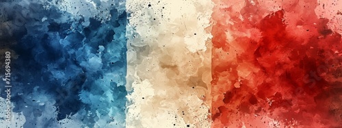 A watercolor painting that interprets the French flag with a seamless gradient, symbolizing the country's heritage with a fresh, artistic perspective. photo
