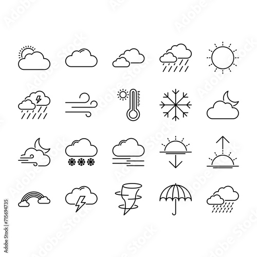 Enhance your designs with these minimalist black line weather icons. Perfect for contemporary interfaces, apps, and precise forecasts. Clean, elegant, and adaptable for a variety of projects.