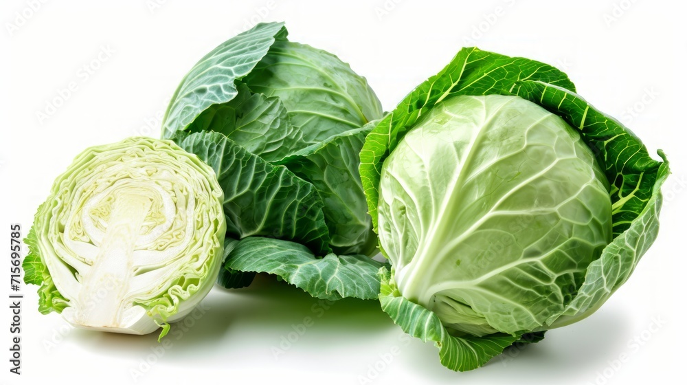 Fototapeta premium ripe juicy cabbage whole and its half
