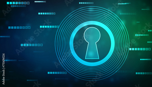 Lock Key Hole on digital screen,cyber security concept background. Data protection Cyber Security Privacy Business Internet Technology Concept photo