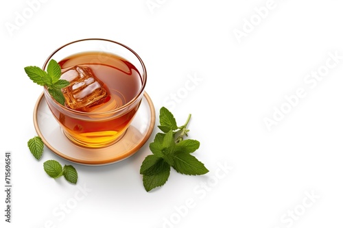 A cup of tea with herbs.