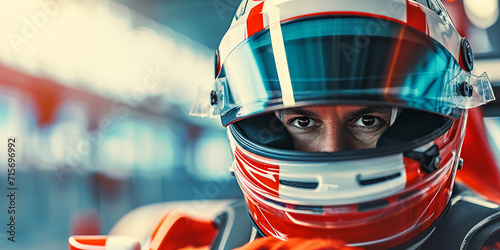 portrait of a racer in a helmet