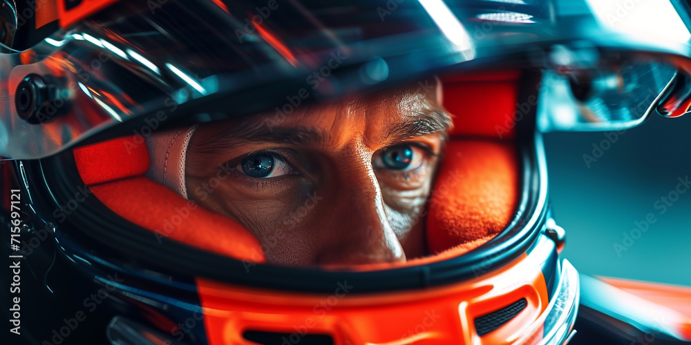 portrait of a racer in a helmet portrait of a racer in a helmet