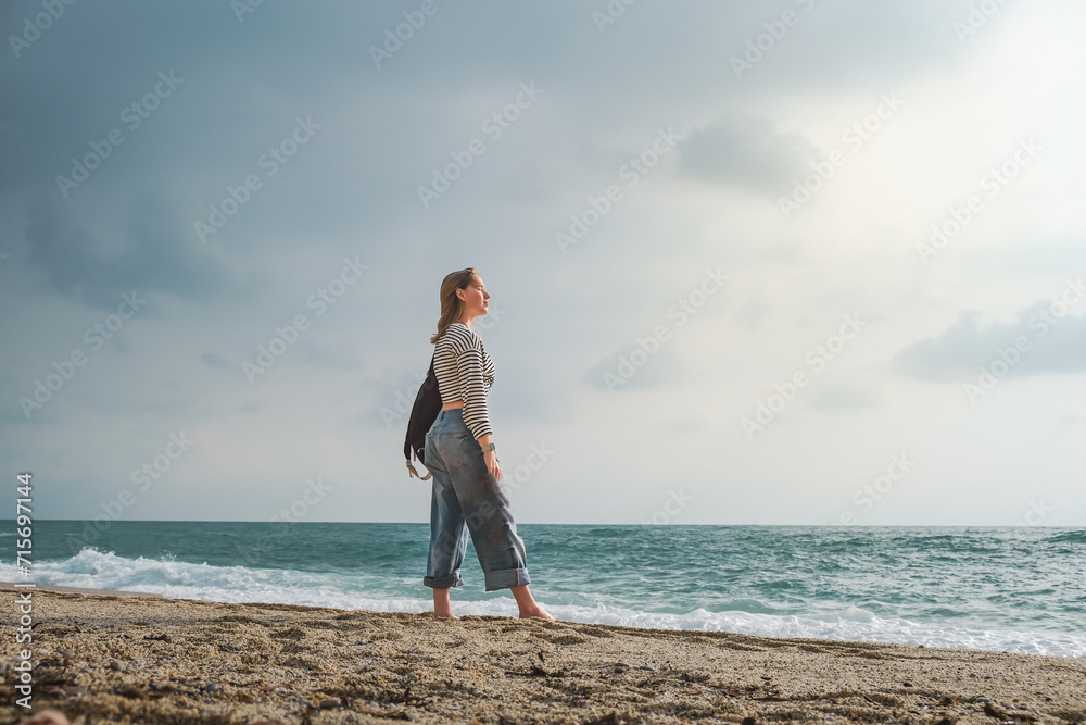 Travel.Solo travel,Retrit travel.wellness Solitude, wildlife,mental health,conscious travel,travel Travel sea banner,retreat, perspective, deserted beach