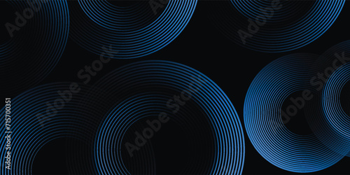 3D blue techno abstract background overlap layer on dark space with circle stripes shape decoration