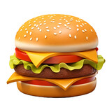 3D Rendering of a Hot and Spicy Zinger Burger on Transparent Background - Ai Generated