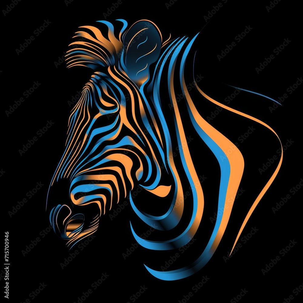 Obraz premium Flat Logo Design of a Zebra 