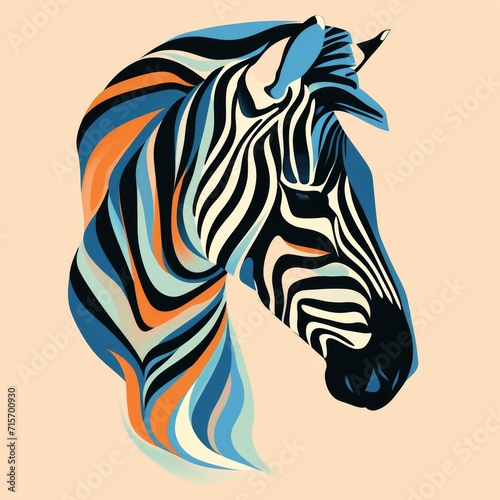 Flat Logo Design of a Zebra 
