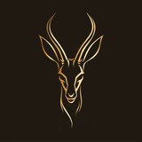 Flat Logo Design of a Gazelle - Black and Gold