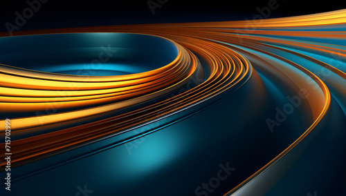 circular waves on a blue background wallpaper, in the style of thin steel forms, surreal urban, dark cyan and light amber, rectangular fields