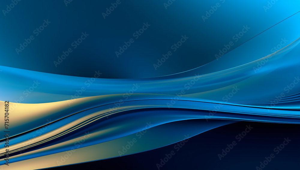 Obraz premium abstract blue wave graphic pattern background, in the style of thin steel forms, color photography, rim light, lightbox, urban landscape, light gold and dark cyan