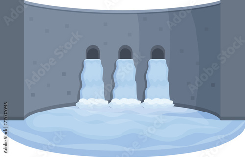 Producer hydro power icon cartoon vector. Electric plant. Fall energy