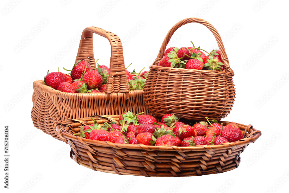 Basket with fruits strawberriys isolated